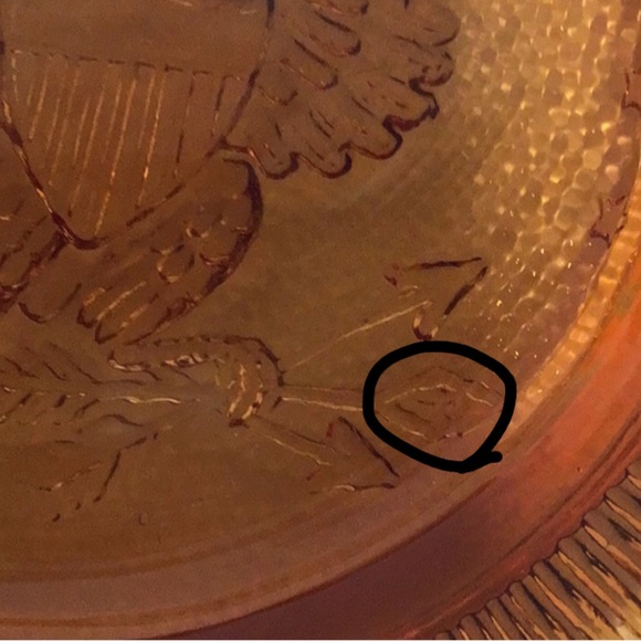 Vintage PAIRPOINT Amber Glass Cup Plate American Eagle Hexagon Scallop Edges - Picture 9 of 9